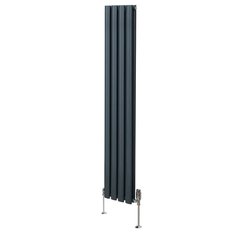 Image of MONSTER-SHOP Oval Column Radiator 1600mm x 240mm & trv Chrome Valves Modern 5055986194309