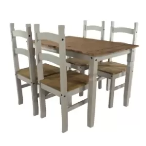 Image of Corona Grey rectangular dining table & 4 chair SET - CRGTBSET3