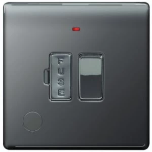 Image of Wickes 13A Switched Fused Socket + LED Screwless Flate Plate Black Nickel