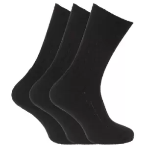 Image of Mens Wool Blend Non Elastic Top Light Hold Socks (Pack Of 3) (UK Shoe 6-11, EUR 39-45) (Black)