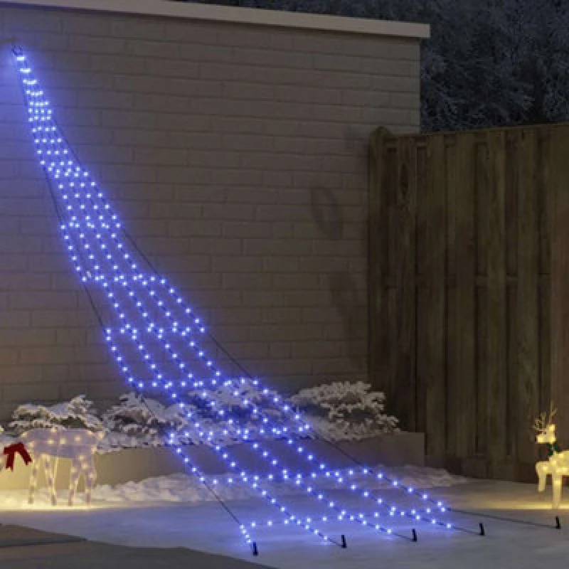 Image of Vidaxl LED Christmas Tree With Ground Spikes Blue 511cm Metal