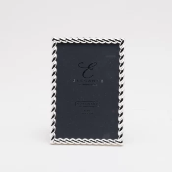 Image of 4" x 6" - Elegance Silver Plated Rope Twist Photo Frame