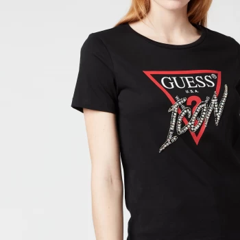 Image of Guess Womens Short Sleeve Icon T-Shirt - Jet Black - S