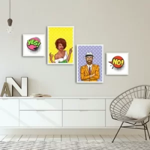 Image of 4PBCT-20 Multicolor Decorative Framed MDF Painting (4 Pieces)