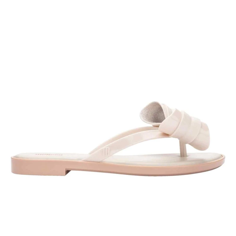 Image of Melissa Shoes Womens Melissa Slim V Flip-Flops in Beige Size: 7 Beige Female 7