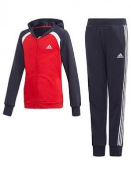 Image of adidas Girls Hood Tracksuit - Red, Size 5-6 Years, Women