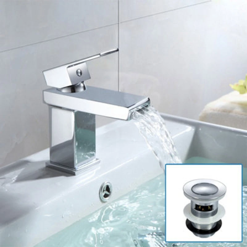 Image of Nes Home Neath Square Waterfall Mono Basin Mixer Tap & Waste Chrome