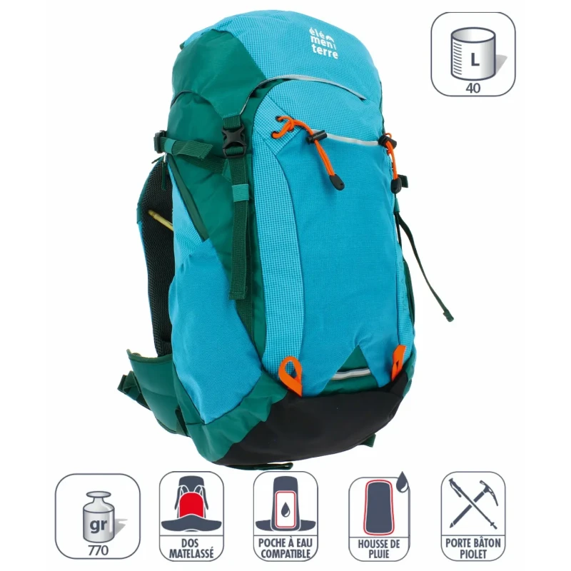 Image of Elementerre talca 40 l backpack Turquoise Unisex 40 L