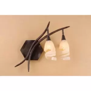 Image of Gaudi Right wall light 2 G9 bulbs, brown/black oxidized