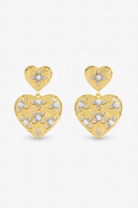 Image of Jon Richard Womens Two Tone Clover Cut Out Heart Earrings Multicolor Female One Size