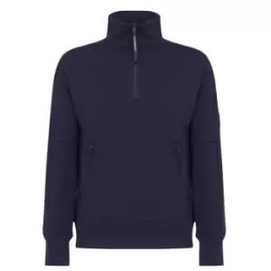 Image of CP COMPANY Lens Arm Quarter Zip Sweatshirt - Blue