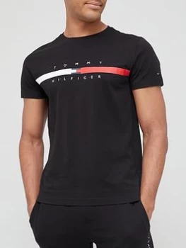 Image of Tommy Hilfiger Global Stripe Chest T-Shirt - Black Size XL Men
