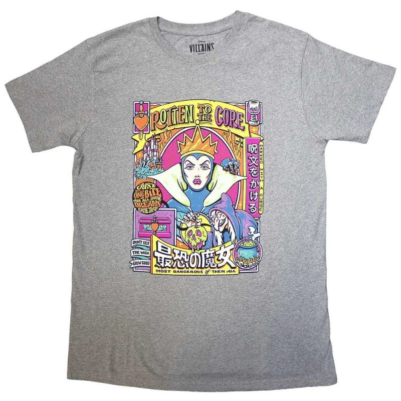 Image of Disney Snow White Evil Queen Rotten To The Core T Shirt Grey unisex