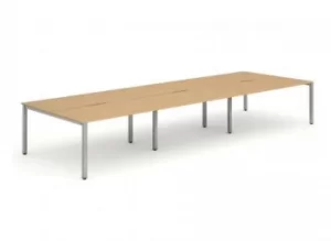 Image of B2B Silver Frame Bench Desk 1200 Beech (6 Pod)