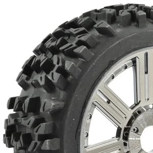 Image of Fastrax 1:8 Maze Block Mounted On 8-Spoke Black Chrome (Pr)