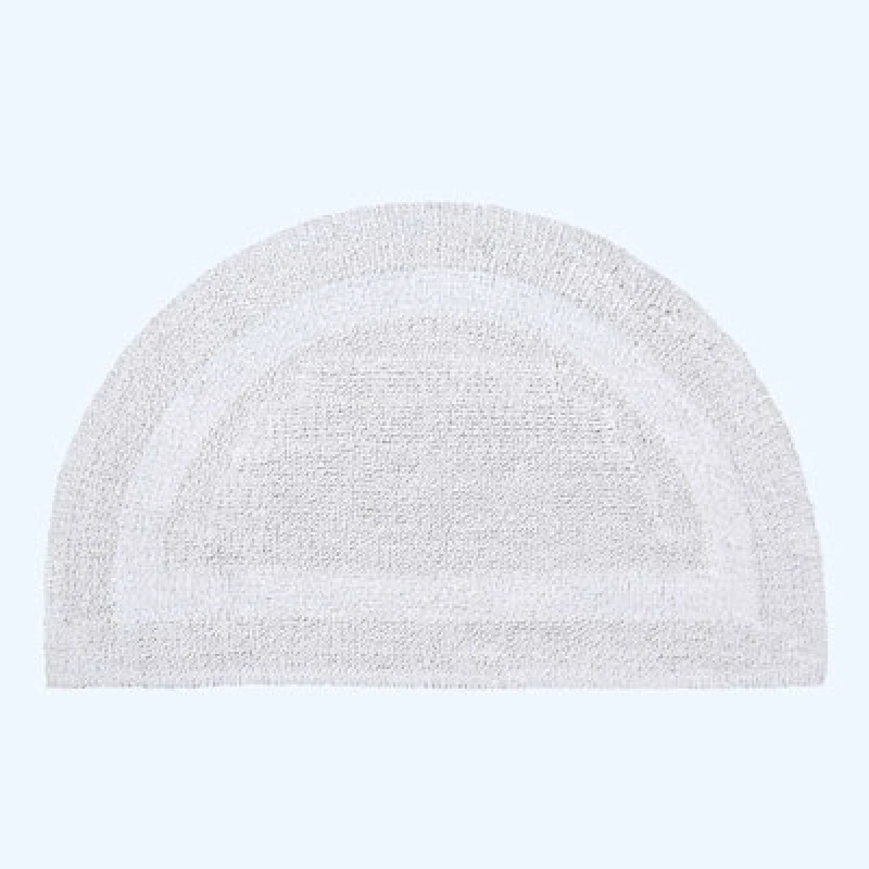 Image of Homescapes Luxury Reversible Semi Circle Bath Mat - White