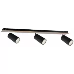 Image of Keter Lighting - Keter Eye Ceiling Spotlight Bar Black, Wood, 50cm, 3x GU10