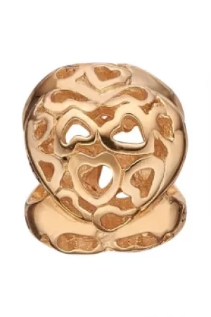 Image of Ladies Christina Gold Plated Sterling Silver Heart Beat Bead Charm 623-G10