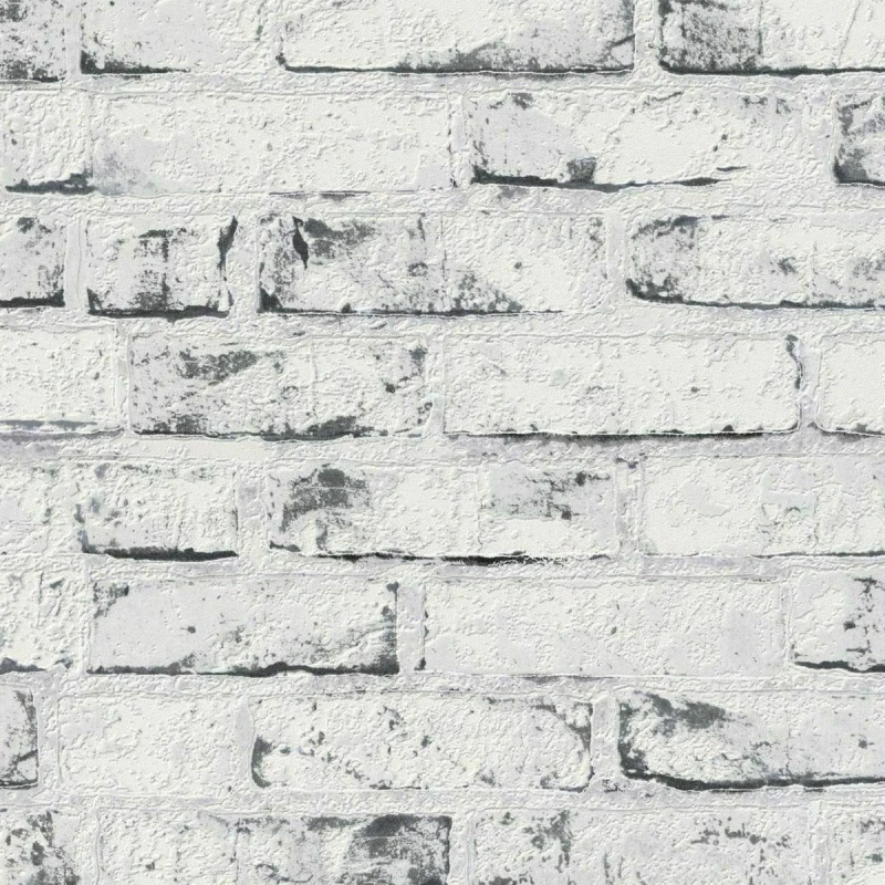 Image of AS Creation New England Rustic Brick Textured Wallpaper White unisex