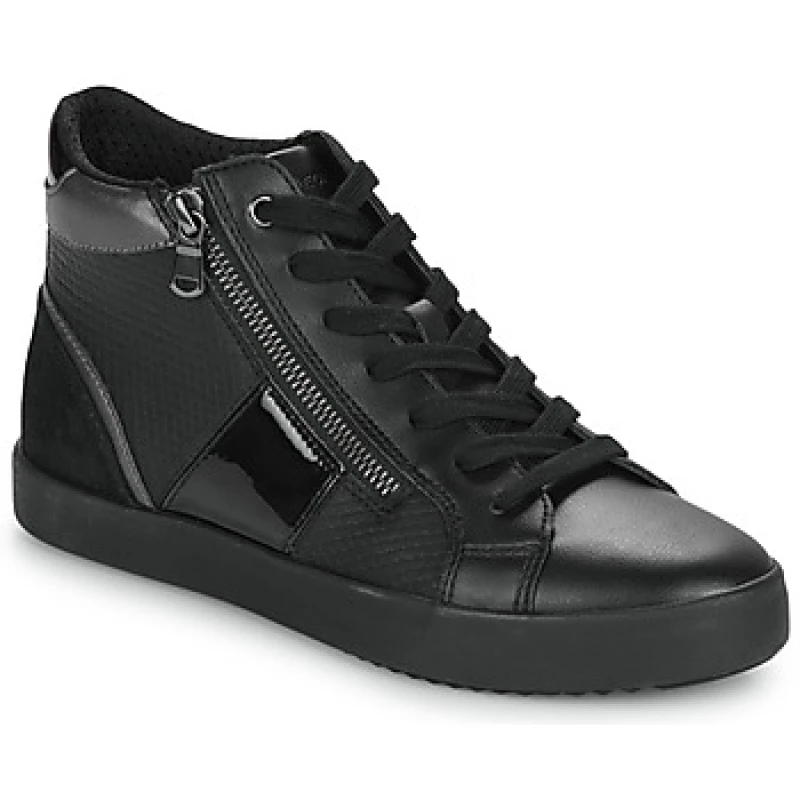 Image of Geox Blomiee Breathable High Top Trainers in Leather Black Women 36 (3.5);40 (6.5);37 (4)
