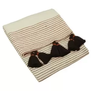 Image of Furn - Banda Tassel Throw (One Size) (Pecan/Black) - Pecan/Black