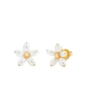 Image of kate spade new york Fresh Squeeze Imitation Pearl Flower Stud Earrings in Gold Tone