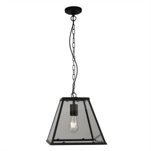 Image of 1 Light Lantern Pendant Matt Black, E27