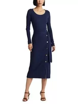 Image of Lauren by Ralph Lauren Parissa-long Sleeve-day Dress - French Navy, Size 4, Women