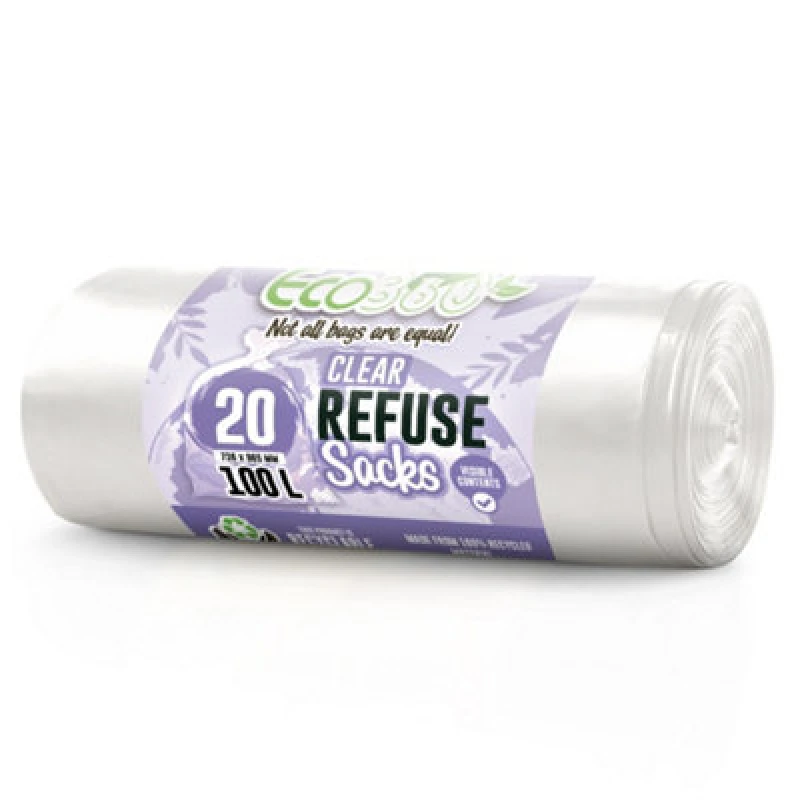 Image of Eco Bag Ecobag 20 Pack Heavy Duty Refuse Sacks, 100L Recyclable, Leak Resistant & Durable 232