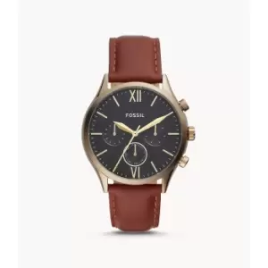 Image of Fossil Mens Fenmore Midsize Multifunction Leather Watch - Brown