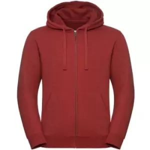 Image of Russell Mens Authentic Melange Zip Hoodie (M) (Brick Red Melange)