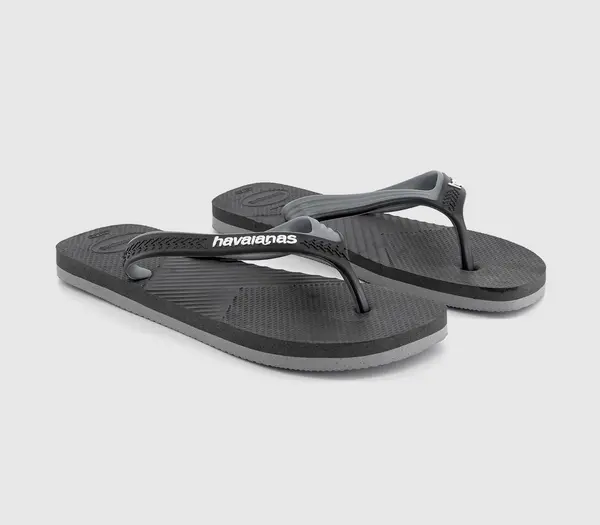 Image of Havaianas Mens Dual Flip Flops Black Steel Grey, 9/10