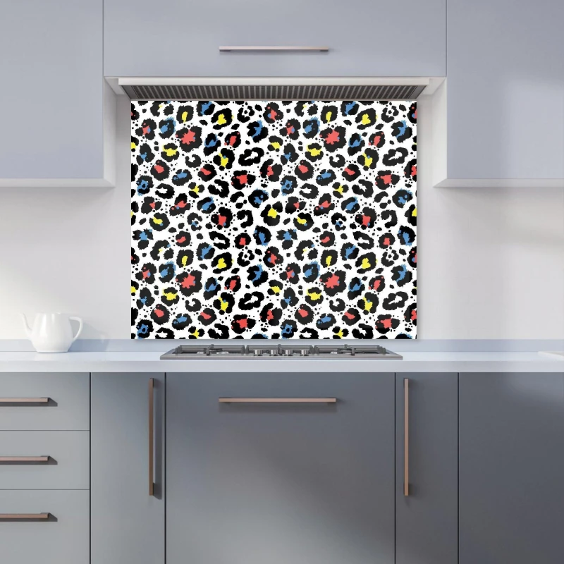 Image of Warren Reed - Designer Coloured Leopard Print Kitchen Splashback in Blue Size: 600mm x 750mm Blue Unisex 600mm x 750mm