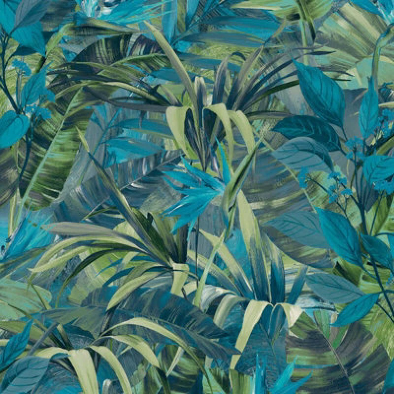Image of Grandeco Jungle Fever Paradise Flower Blue Wallpaper Jf2302