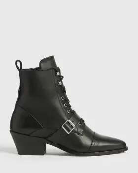 Image of AllSaints Womens Leather Katy Boot, Black, Size: UK 7/US 9/EU 40