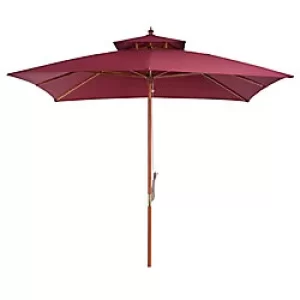 Image of Outsunny Sun Umbrella 840-116 Bamboo, Poplar, Polyester Wine Red