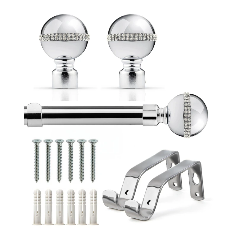 Image of Emma Barclay Curtain Pole Extendable Diamond Chrome unisex 160-300cm