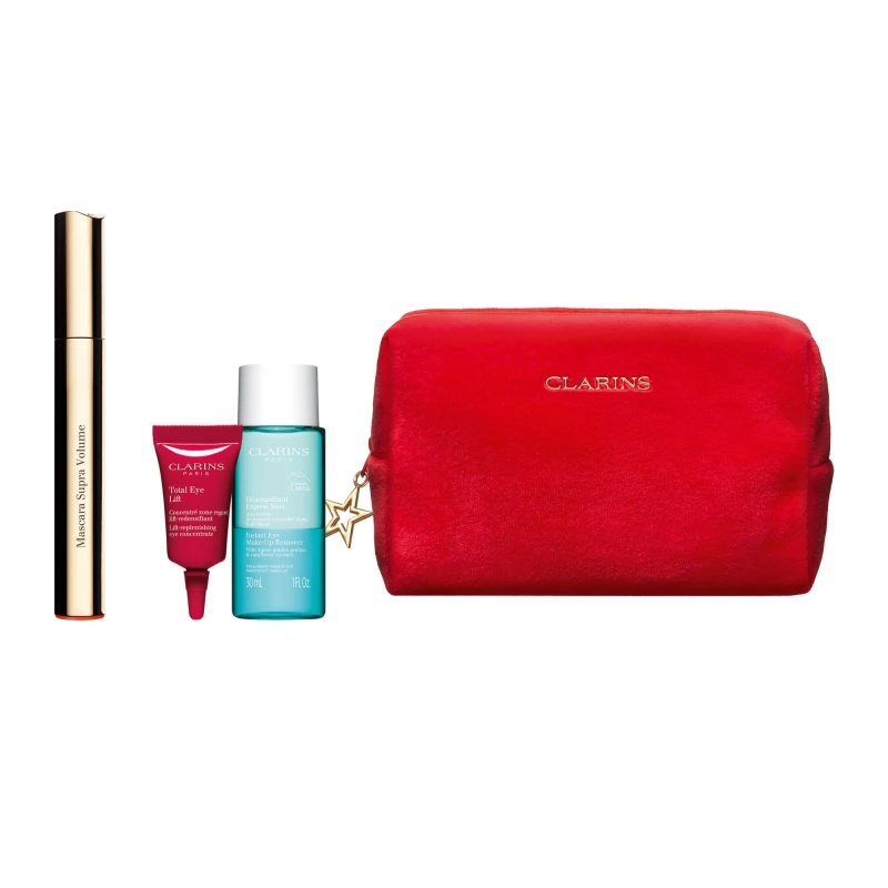 Image of Clarins All About Eyes Gift Set 8ml Supra Volume Mascara + 30ml Instant Eye Make-Up Remover + 3ml Total Eye Lift