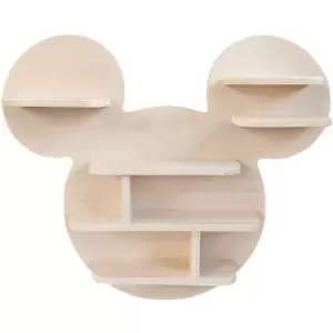 Image of Mickey Wall Shelf, 8 Storage Shelves, Natural finish, W72 x D62 x H12cm - Natural - Disney