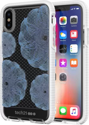Image of SAP Genuine Tech21 Evo Check Evoke Fancy TOUGH Clear Blue Case Cover For iPhone X