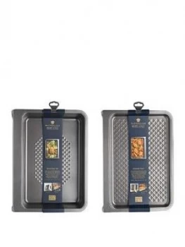 Image of Masterclass Vertical Stacking Bakeware Set- Baking Tray Roasting Pan