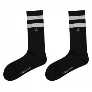 Image of Calvin Klein 2 Pack Striped Socks - Black1