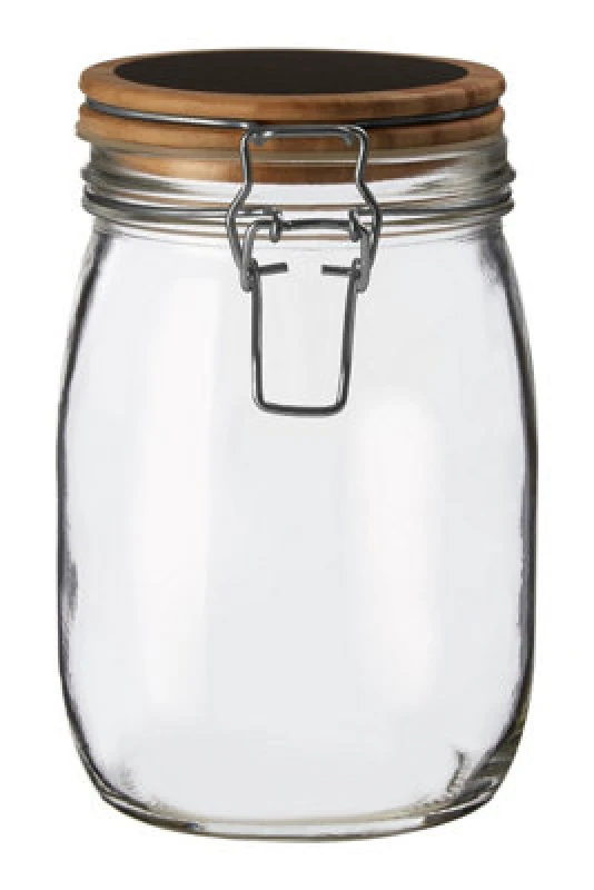 Image of Premier Housewares Appert Medium Storage Jar with Pine Wood Lid Clear