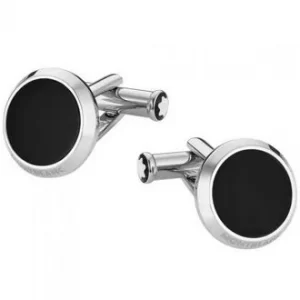 Image of Mont Blanc Cufflinks Meisterstuck Stainless Steel with Black Onyx