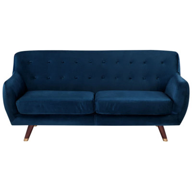 Image of Beliani Sofa 3 Seater Bodo Velvet Navy Blue