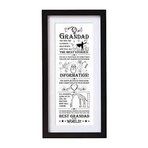 Image of Arora The Ultimate Gift for Man Printed Word Poster-Black Wooden Framed Wall Art Picture-World Best Grandad, Multicolour, One...