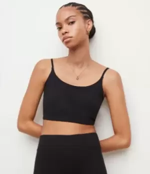 Image of AllSaints Womens Ariel Crop Top, Black, Size: 10