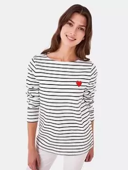 Image of Crew Clothing Crew Clothing Ultimate Breton Button Side - Navy Stripe, Navy, Size 14, Women