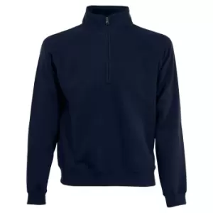 Image of Fruit Of The Loom Mens Zip Neck Sweatshirt (L) (Deep Navy)
