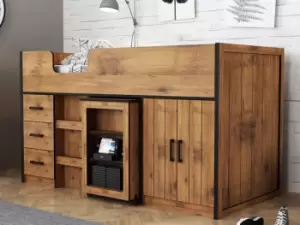 Image of LPD Rocco 3ft Single Rustic Oak Mid Sleeper Bed Frame